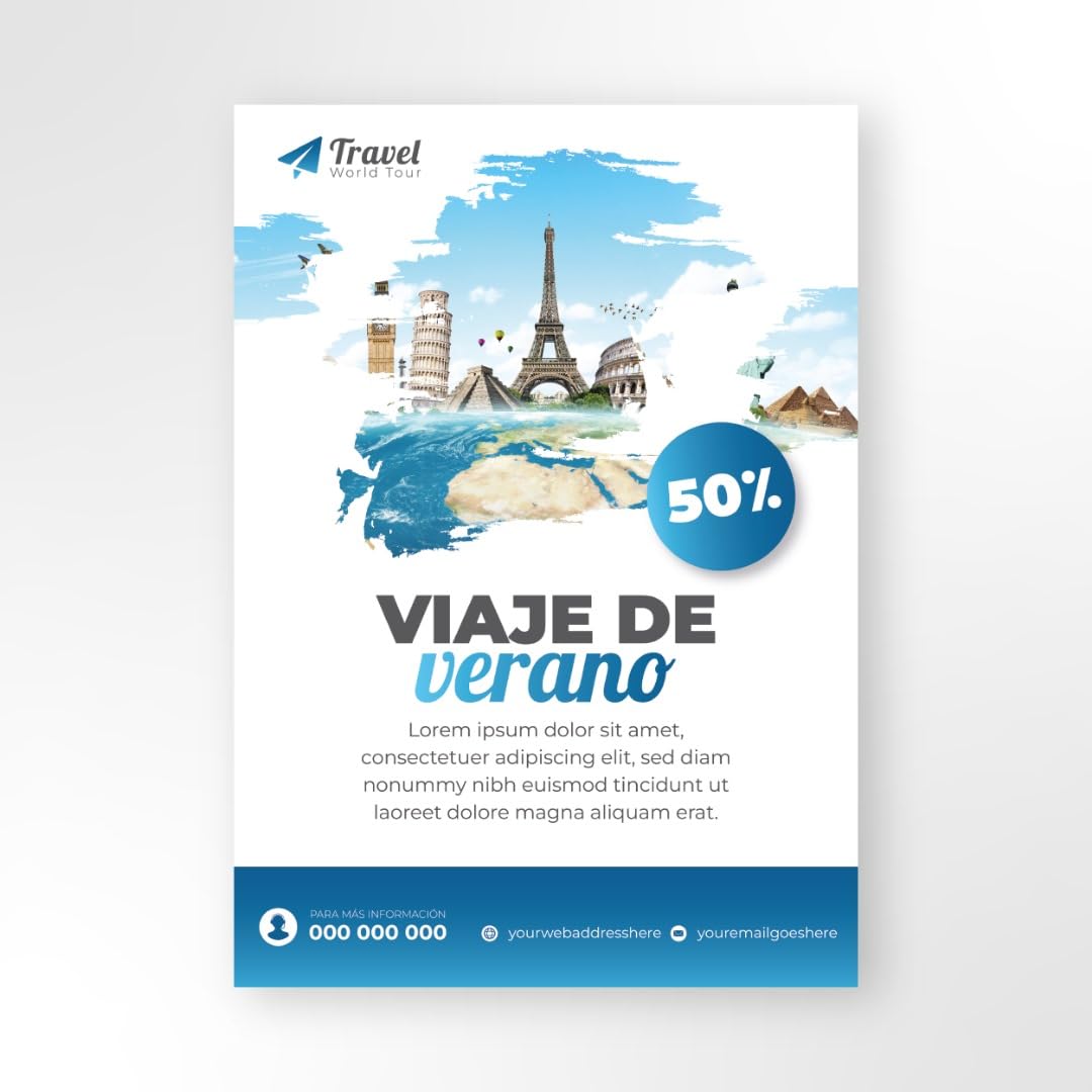 Flyers Personalizados - Folletos Publicitarios para Empresas - Añade Colores, Textos, Imagen, Logo – Papel Brillante - Distintas medidas gramajes y cantidades (A5 (14.8x21cm))