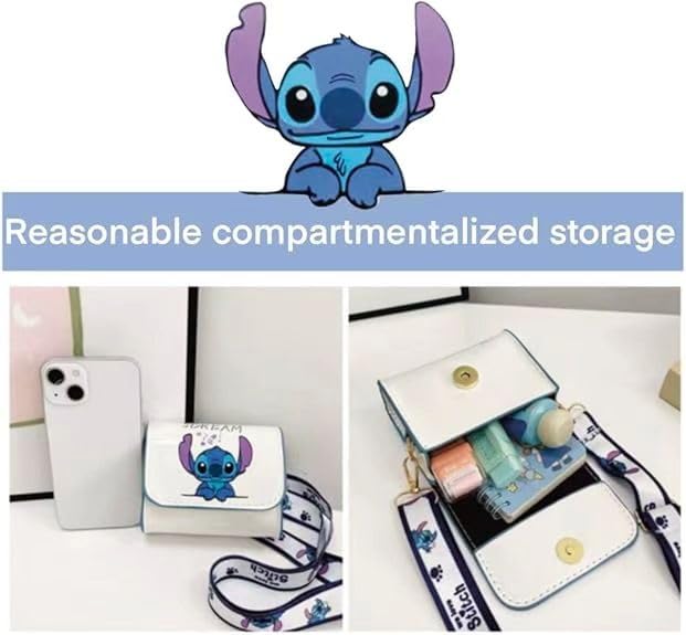 for stitch crossbody bags for women teenagers girls purse shoulder bag for shopping vacation stitch gifts for girls white