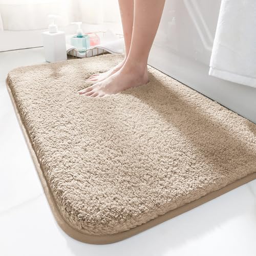 LUOJINYI Tapis de bain 40x60cm antidérapant, doux absorbant l'eau, tapis de bain Shaggy à poils longs en microfibre pour la salle de bain, tapis de bain lavable en machine pour baignoire, douche et