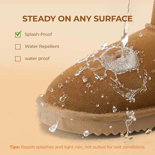 dream pairs ankle winter mini boots for women genuine suede faux fur lining water resistant warm snow boots slip on memory foam comfort booties fuzzyclassic