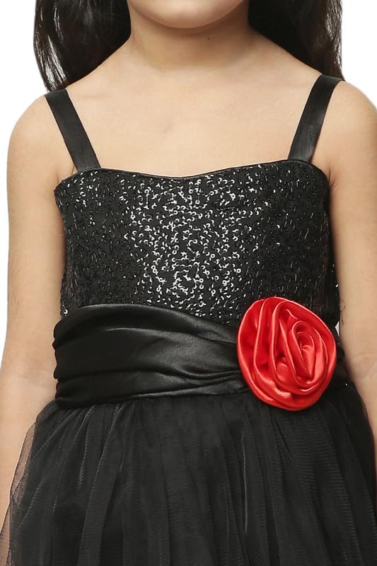 Image of Ripening Baby Girls Net Fit & Flare Floor-Length Gown Sequin Prom Kids Dress