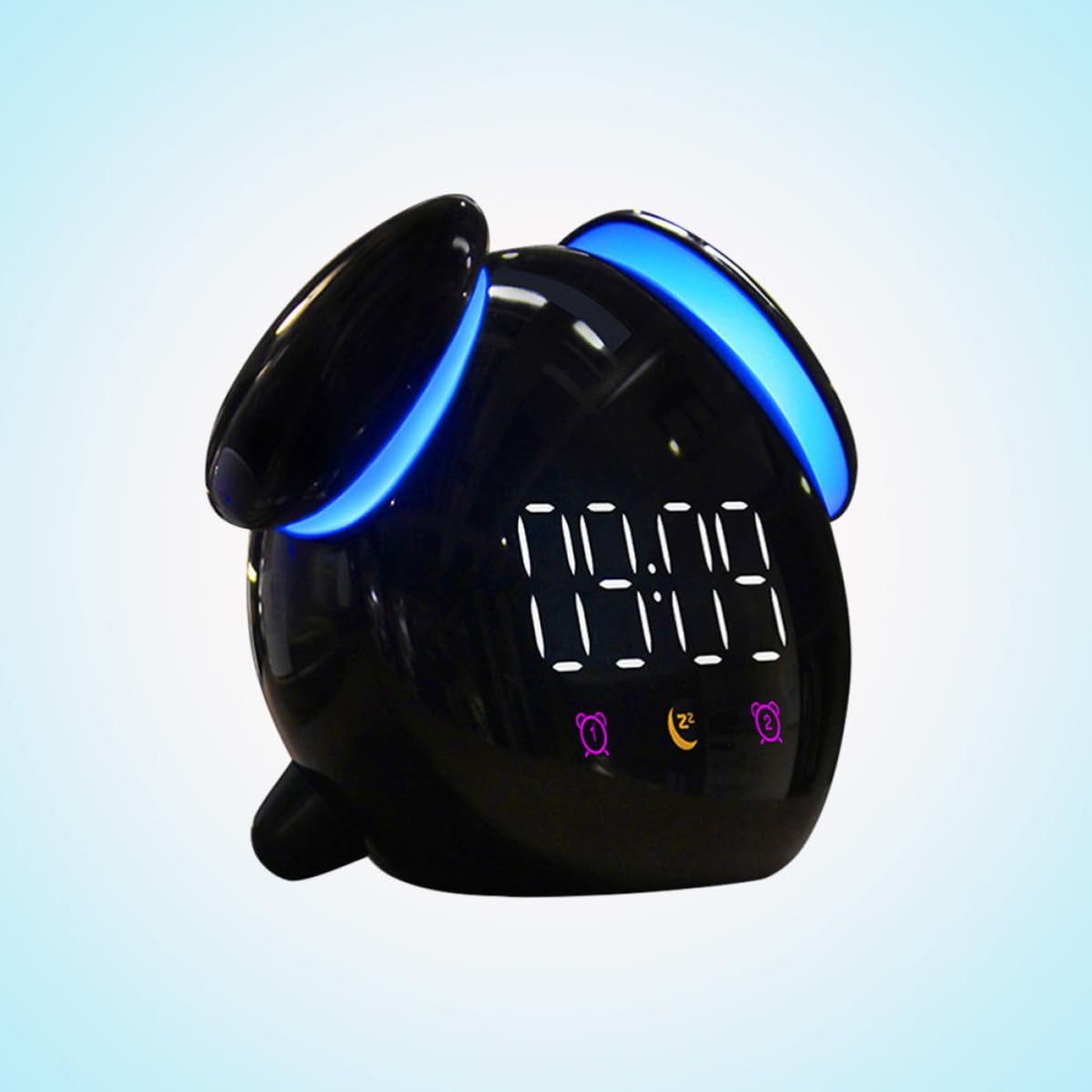 Reloj Despertador Luz de Inducción Creativo Negro Forma de Hongo y Pantalla de Brillo Día y Noche, Material Plástico Resistente para Dormitorio