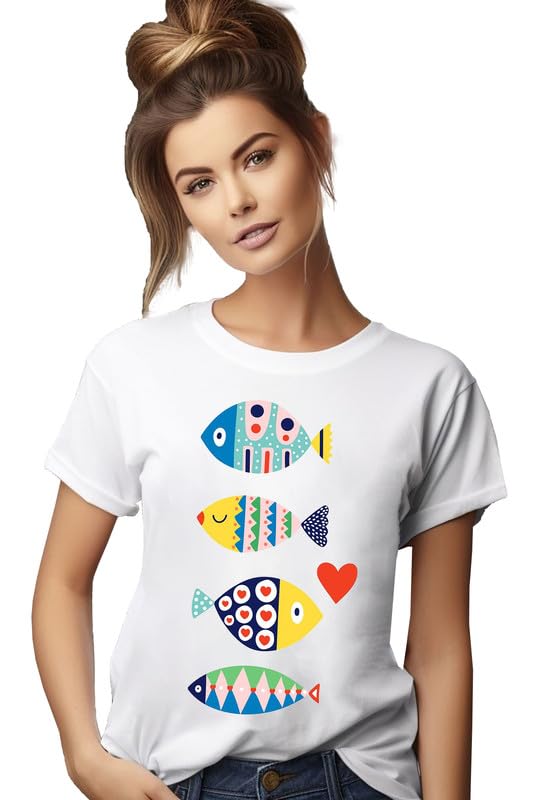 EpikoColorful Fish Art Oversized Tshirt for Women | Animal Print Tshirt for Women and Girls