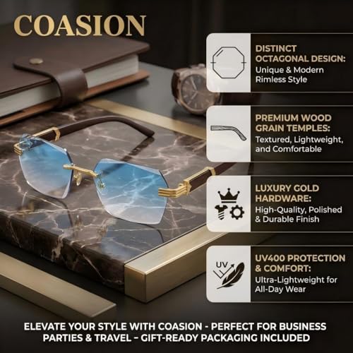 Image of COASION Fashion Rimless Frameless Sunglasses for Women Men Y2k Retro Sun Glasses Square Tinted Glasses
