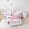 Paris Bedroom Comforter Set Pink France Bedding Comforter Queen Size Bed in a Bag with Pink Sheet Set Cherry Blossom Butterfly Women Girls Queen Bed Set #4