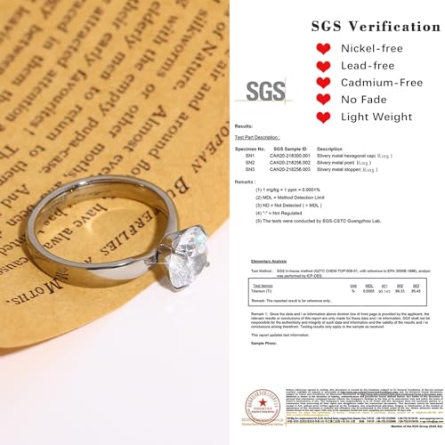 TGNEL 2CT/0.9CT CZ Titanium Engagement Ring Wedding Band for Women Wife | 8mm AAAAA Cubic Zirconia Round Cut Womens Band Ring Comfor fit Size 5-94