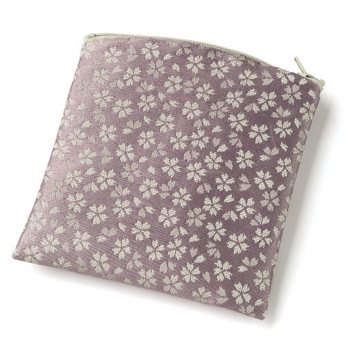 仏壇屋 滝田商店 数珠袋 (念珠入れ) ポーチ型 日和 紫色(縦13.5cm×横12cm)◆携帯に便利な数珠ケース・数珠入れ・念珠袋【滝田商店発行 証明書付】