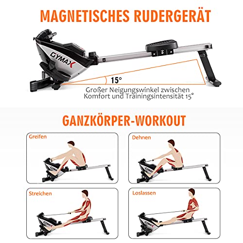 COSTWAY Rudergerät magnetisch, Rudermaschine mit 8 stufig Widerstand, Ruderbank mit LCD-Monitor, Fitnessgerät klappbar… – Bild 3