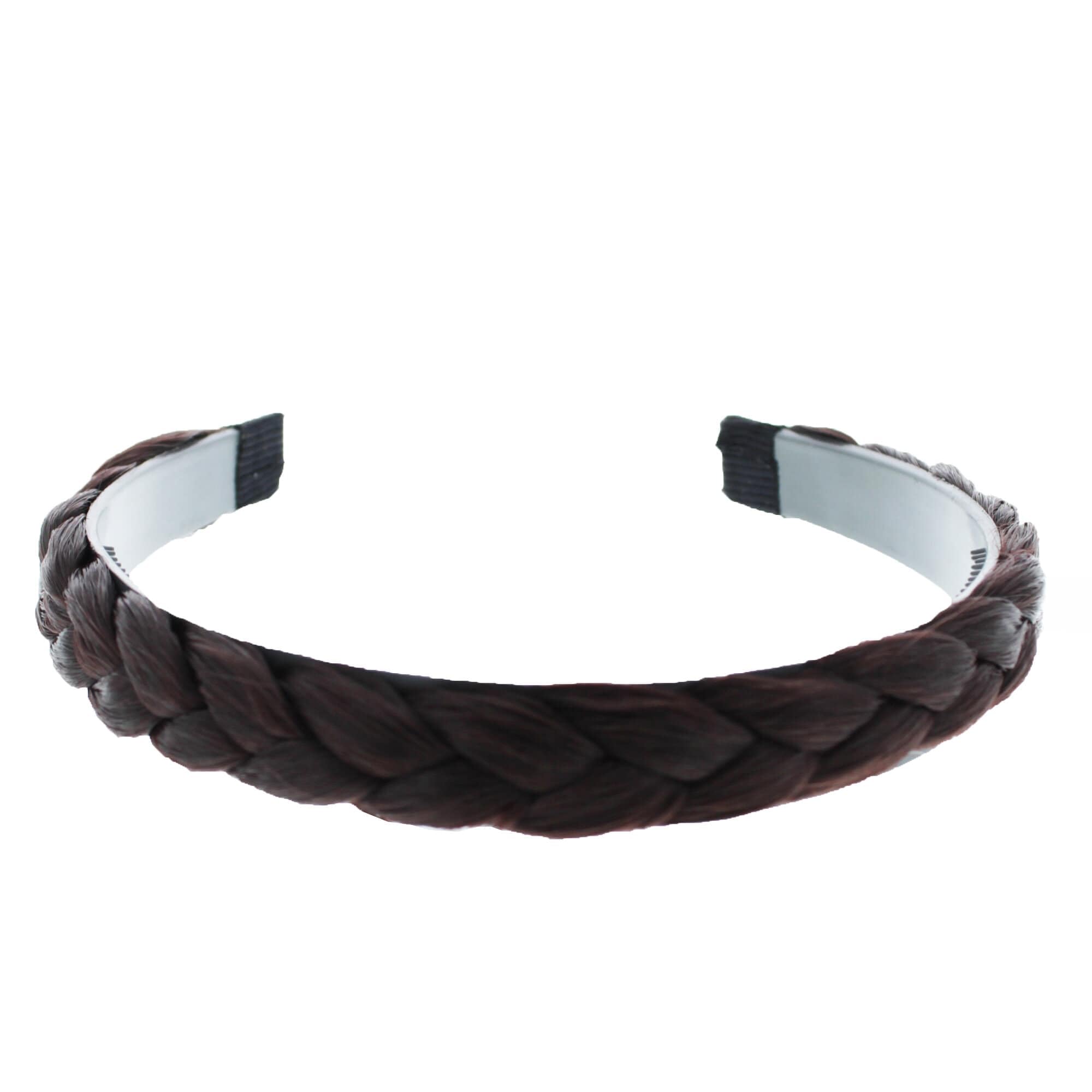 Zac's Alter Ego 20mm Plaited Fake Hair Alice Band/Hair Band with Teeth for Grip - Black or Brown