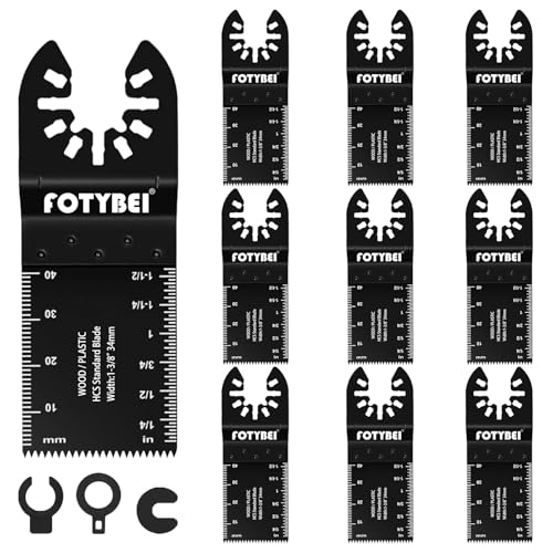 FOTYBEI 10Pcs Multi Tool Blades Universal Oscillating Saw Blades Wood Metal Multitool Blades Accessories Compatible with Dewalt, Makita, Milwaukee, Ryobi, Rockwell and More