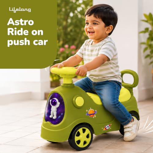 Image of Lifelong Astro Ride On Push Car for Kids 1-4 Yr | Distraction Free Non Musical Ride On Toy with Easy Installation, Steering Wheel, Under Seat Storage | Sturdy 35 kg Capacity Indoor Outdoor Fun (Green)