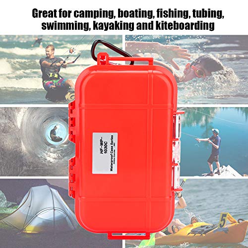 Pocreation Weatherproof Hard Case,Dry Box Outdoor Survival Shockproof Storage Case Airtight Carry Box Container, With Detachable Rubber Pad(Red) #TOP1