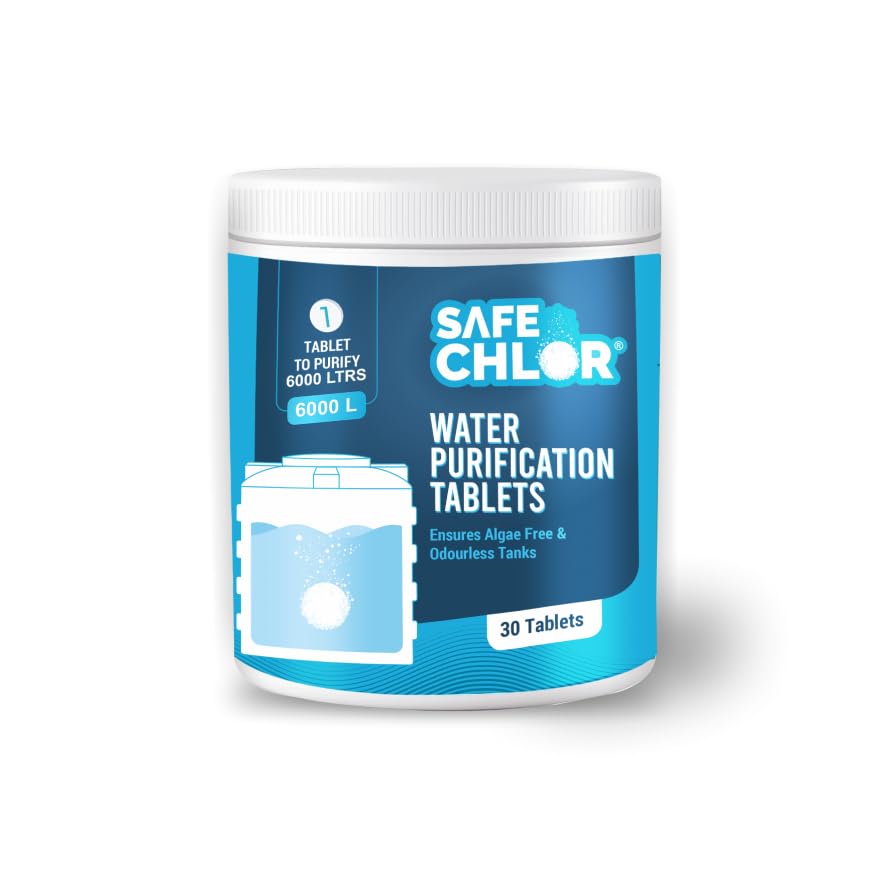 Safe Chlor 6000 L | Chlorine Tablets for Water Sump of 6000 Ltrs, Water Purification Tablets for Underground Water Sump; Kills Bacteria and Prevents Algae; Pack of 30 Tablets for 180000 Ltrs
