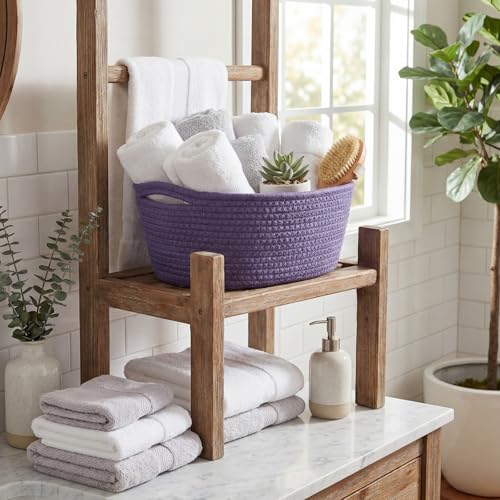 Image of Sawysine 6 Pcs Storage Baskets Bulk for Organizing Cotton Rope Woven Basket with Handles for Gift Cloth Shelves Blanket Toys Living Room(Morandi)