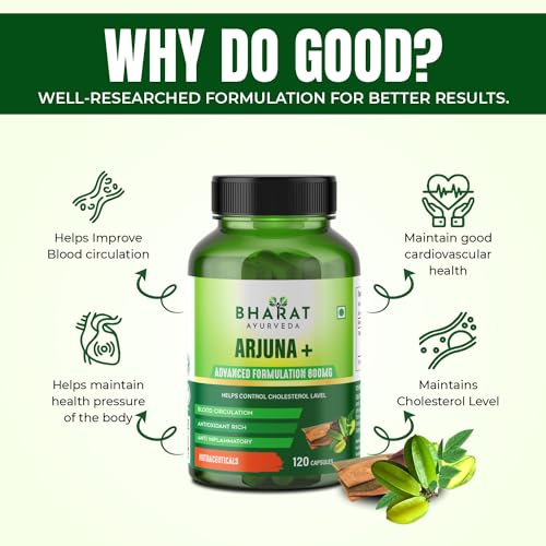 Image of ARJUNA + Helps to Maintain a Healthy Heart while Helping Keep Diabetes & Cholesterol Under Check, 120 CAPSULE-800MG