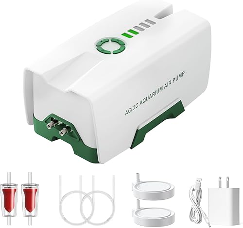 Ghosthorn Aireador recargable silencioso de modo de funcionamiento dual para peces, bomba de aire de acuario de gran capacidad con clip universal