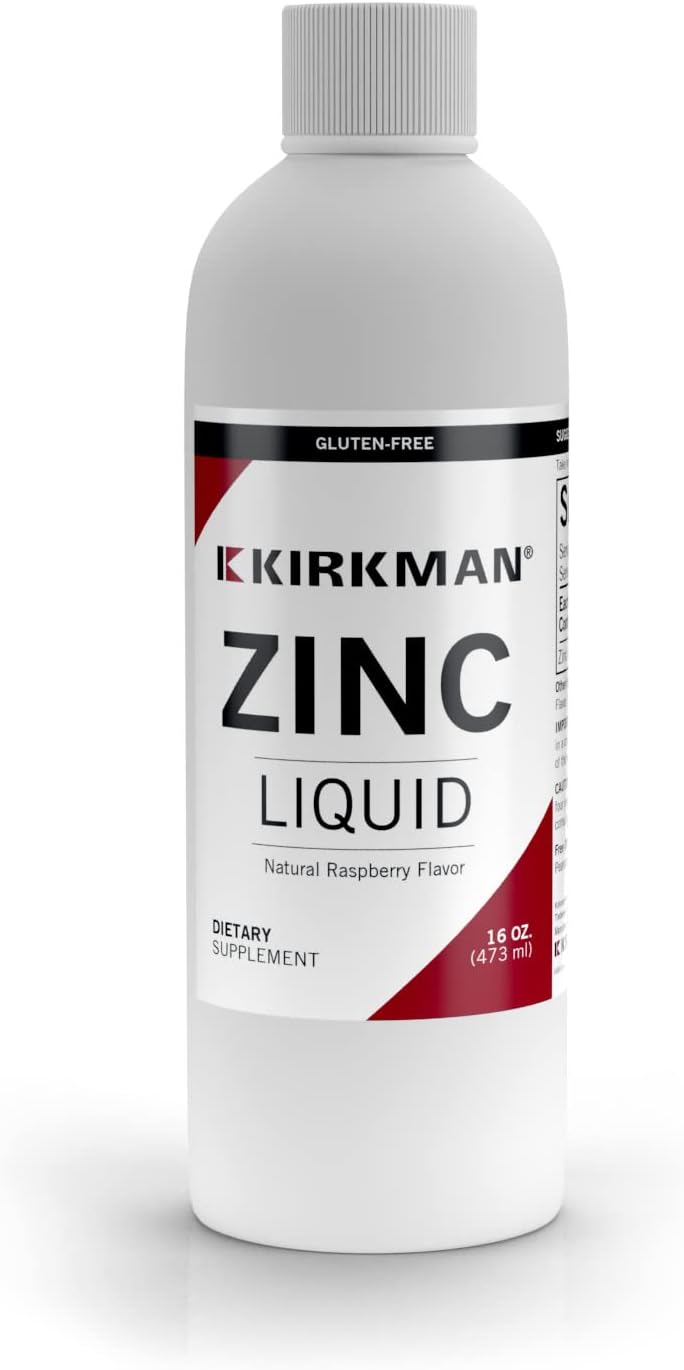 Zinc Liquid - New Formulation –– 16 oz –– Flavored with Natural Raspberry –– Free of Common Allergens