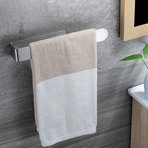 Image of Taozun Towel Holder 11.8 Inch Brushed Hand Towel Rack Bathroom Towel Bar Adhesive Towel Ring Stainless Steel Hand Towel Hanger, Stick on Wall | Hand Towel Hanger, Self Adhesive, Stainless Steel, Brushed Finish, Silver, No Drilling, Sturdy, Space saving, Stick on Wall