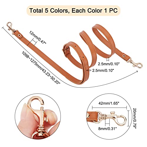 Image of PandaHall 5 Colors 50 Inch Adjustable Leather Replacement Strap Handles 12mm Wide Purses Straps Shoulder Bag Crossbody Handbag Strap with Golden Swivel Lobster Buckles for DIY Bag Craft