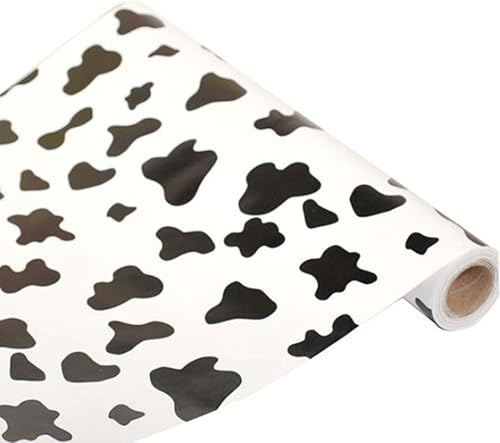 Papel de contacto autoadhesivo con patrón de vaca, a prueba de humedad, revestimiento de estante, papel tapiz para despegar y pegar, 17.7 x 196
