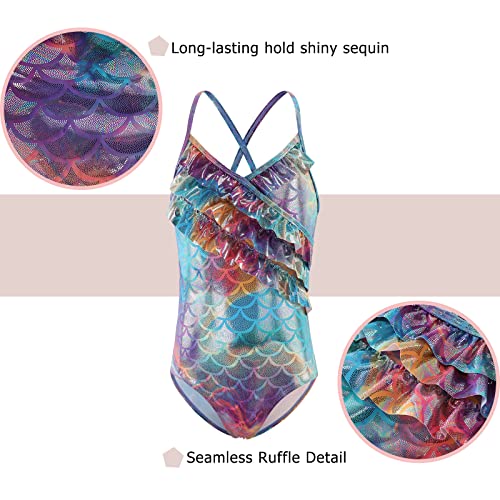 Image of Girls One Piece Swimsuits Hawaiian Ruffle Swimwear Beach Bathing Suit for Summer Vacation