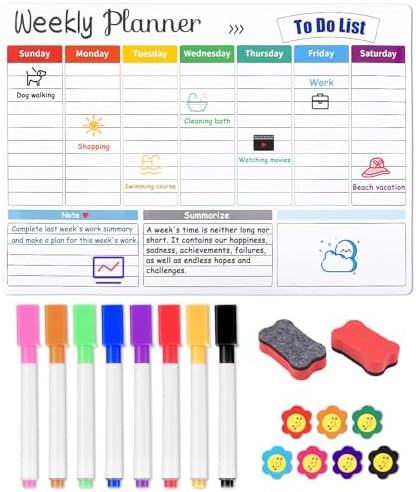 Lavagna Magnetica Settimanale Per Frigo - Planner Famiglia, Pasti E To-Do List, Cancellabile - Foto 3
