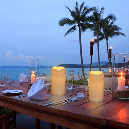 Image of wemarry Waterproof Flameless Candles with Remote, Outdoor Indoor Battery Operated Candles(D3 x H 6 inch),12Pcs Led Fake Candles for Party Home Decor