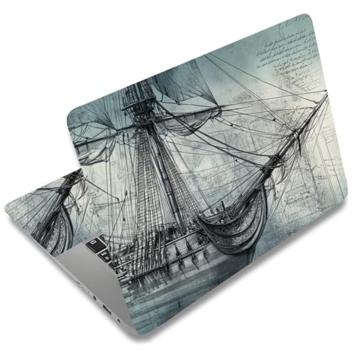 SUPERDANT Adhesivo para Portátil extraíble diseño de Barco de Vela Protector de Vinilo para Laptop Universal para 12' 13' 13.3' 14' 15' 15.4' 15.6'