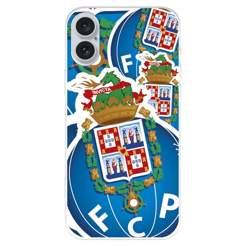 Capa para iPhone 16 Plus de futebol clube porto escudo desenho tansparente para proteger o seu telemóvel. Camada de silicone flexível com licença oficial FC Porto