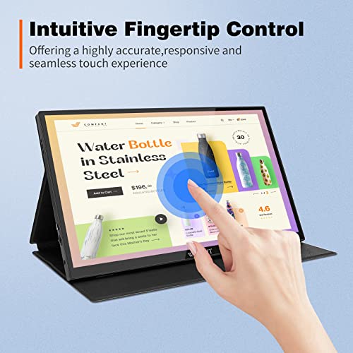 Image of WIMAXIT Portable Touch Monitor, 14 Inch 98% Srgb Fhd Ips Computer External Display Usb-C Gaming Screen With Type-C Mini Hdmi For Laptop Pc Mac Phone Xbox Ps4, Include Smart Cover, Black