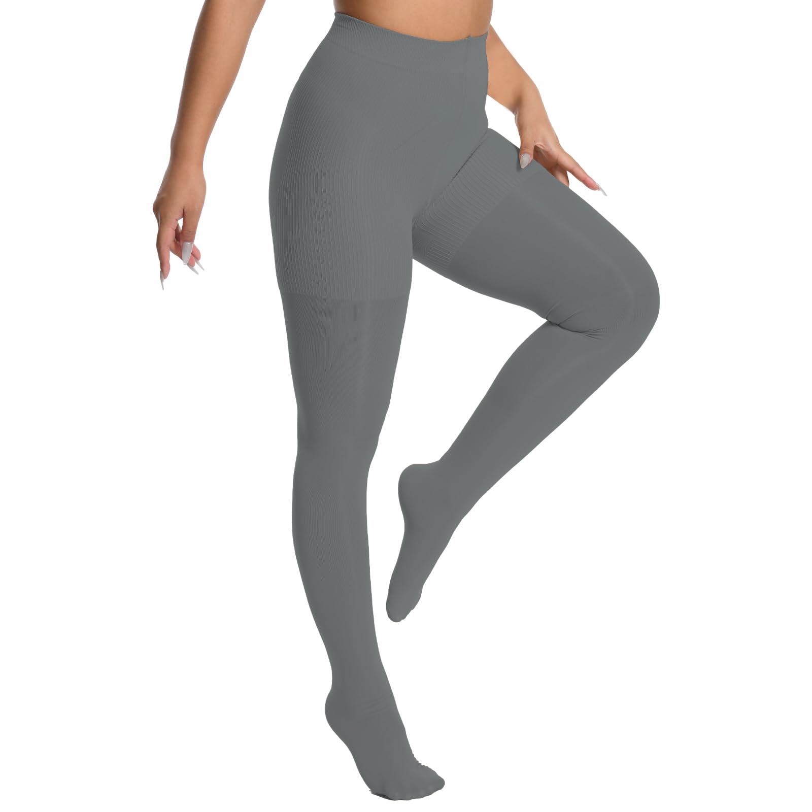 +MD 140D Light Compression Pantyhose for Women, 15-20mmHg Graduated Compression Tights, Footless Leggings for Leg Support