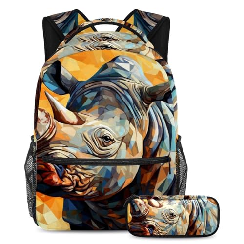 Cartable rhinocéros d'art résistant pour éviter le mal de dos et ranger les grands cahiers