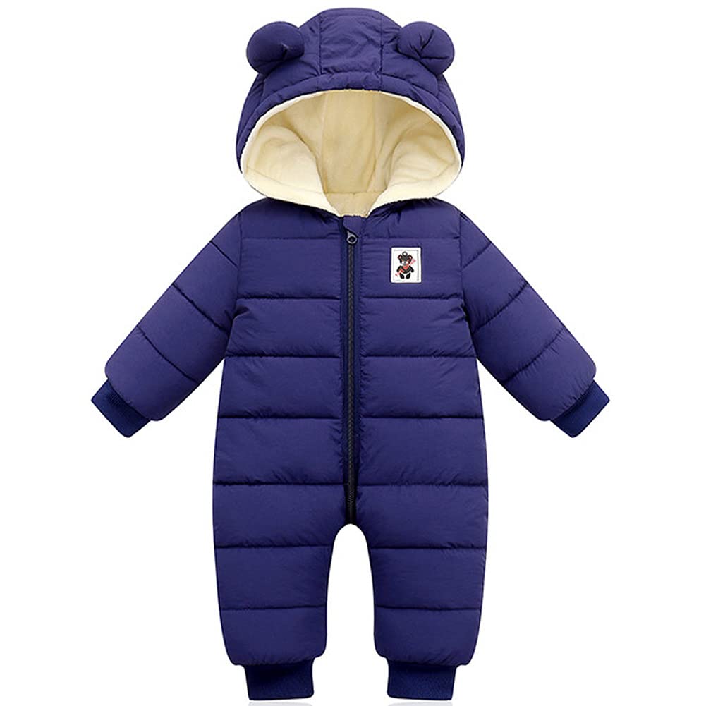 L SERVER Baby Winteroverall Mit Kapuze - Winddichter Schneeanzug Mit Fleecefutter