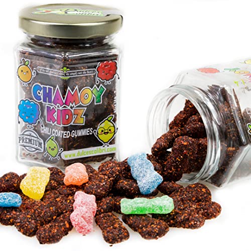 Dulces Colibri - Premium Chamoy Kidz | Dry Chamoy coated Soft Candy | Mess Free | Handmade to Order | Long Lasting Flavor | 7oz Jar | Mix & Match Eligible