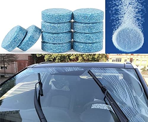 THE THREE Car Glass Cleaner,10 Pcs Car Solid Wiper Auto Cleaning Windshield Glass Cleaner Effervescent Tablets