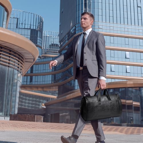 Fanceasily C079 Garment Duffle Bags For Travel,Convertible Carry On Garment Bag With Shoe Compartment,2 In 1 Faux Leather Waterproof Travel Suit Bag thumb #6