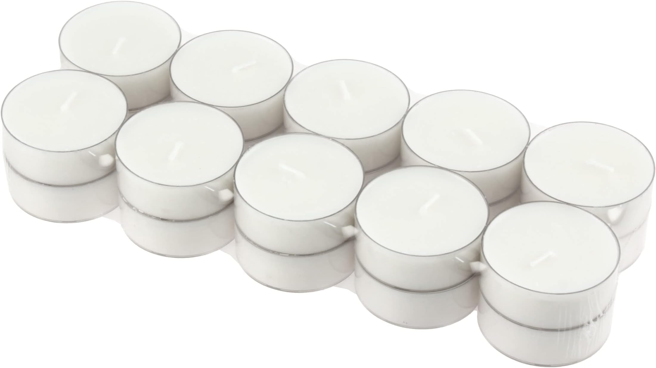 Stonebriar 20 Count Unscented Mega Oversized Clear Cup White Tea Light Candles with 9 Hour Burn Time