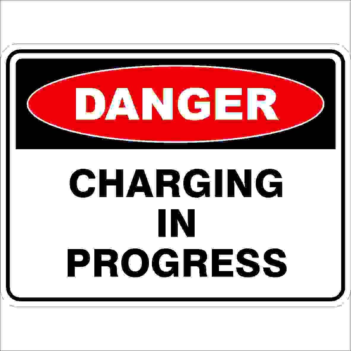 Charging In Progress Danger Sign, Metal Tin Sign 12x8inch for Industrial & Commercial Use