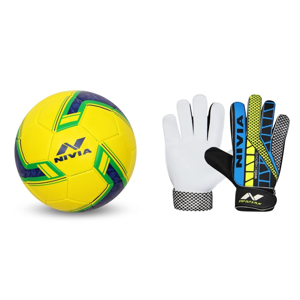 Nivia 1019 Brazil Football, Youth Size 5 (Yellow) Web 898 Latex Goalkeeper Gloves (Multicolour) Combo (B08615G6N9) Amazon Price History, Amazon Price Tracker