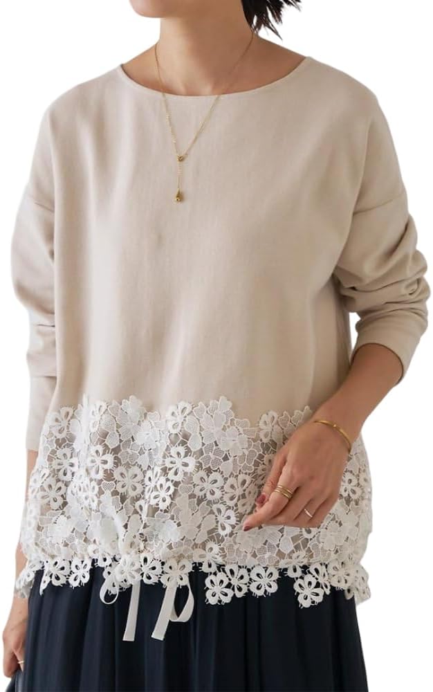 ニッセン] Tシャツ・カットソー レディース 浮き出る星レース