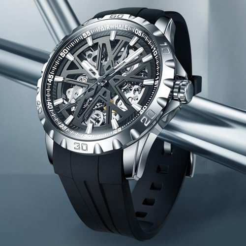 Image of WeCool Fairwhale Automatic Mechanical Watch for Men Luxury Skeleton Analog Men's Watch 50M Waterproof Luminous Unique Cool Wrist Watchs | Best Gift for Males