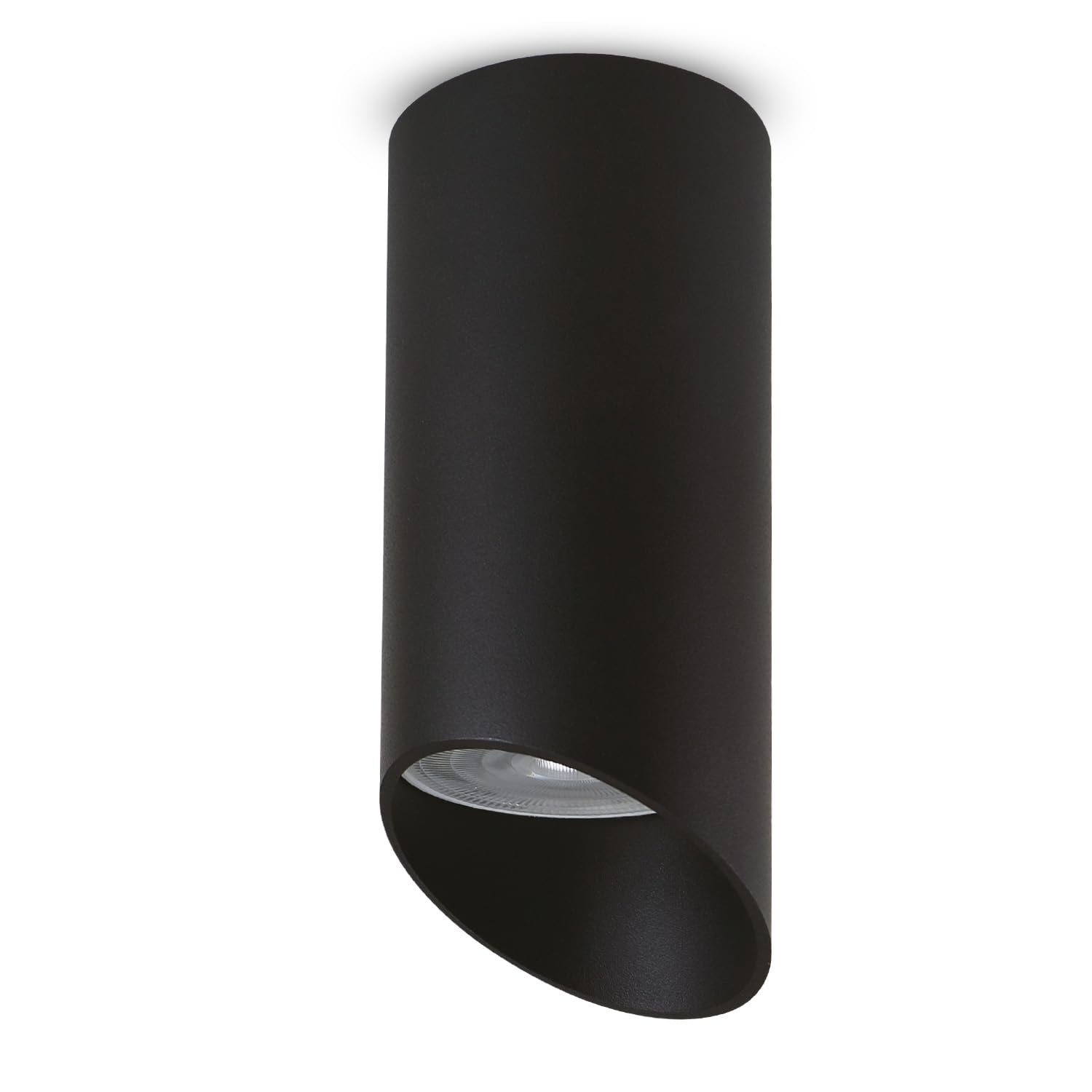 Maclean Foco de Superficie con Casquillo GU10 hasta 40W | Lámpara de Techo de Aluminio para Uso Interior | Diseño Moderno | 55x130 milímetros (Negro, 1 unidad, sin bombilla incl.)