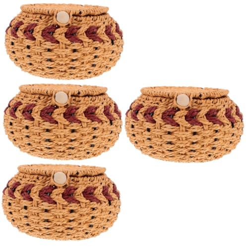 Garneck 4pcs Chess Pieces Organizing Box Woven Chess Pieces Holder Compact Portable Easy to Carry