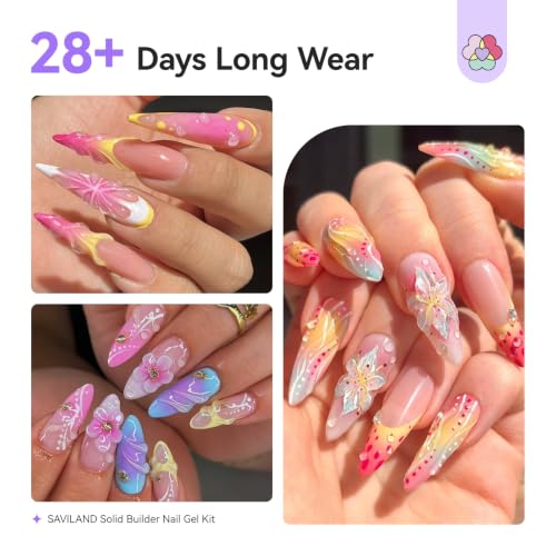 Image of SAVILAND Solid Builder Nail Gel - 60g /2.02oz Non-Sticky 3D Nail Gels Sculpting Gel for Art Hand Carving Glue Extension with Sequins Chrome Powder DIY Nails Art Salon Home, Beginner Friendly