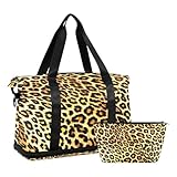 STAYTOP Fashion Leopard Print Gym Bag for Women & Men,Waterproof Sports Travel Duffel Bag, Weekender Overnight Bag with Wet Pocket for Travel, Gym, Yoga,Swimming