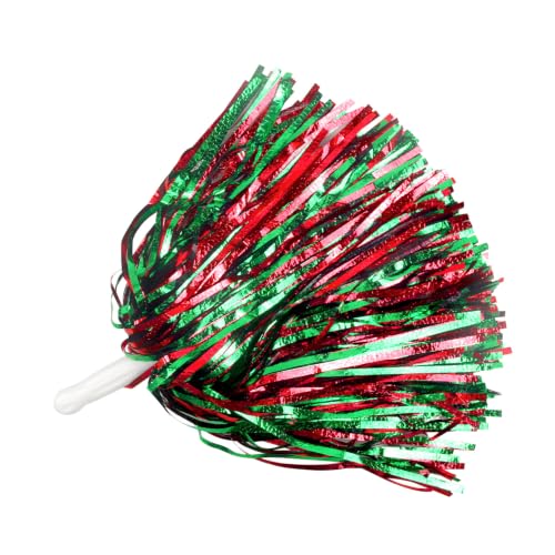 Lovecheer 12PCS Metallic Red and Green Pom Poms Cheerleading