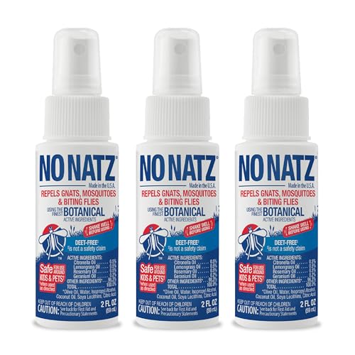 No Natz Botanical Insect Repellent, DEET-Free, Made with Natural Essential Oils, Non-Greasy Formula, Made in the USA, Fresh Scent, 2 Ounce Spray Bottle, 3-Pack