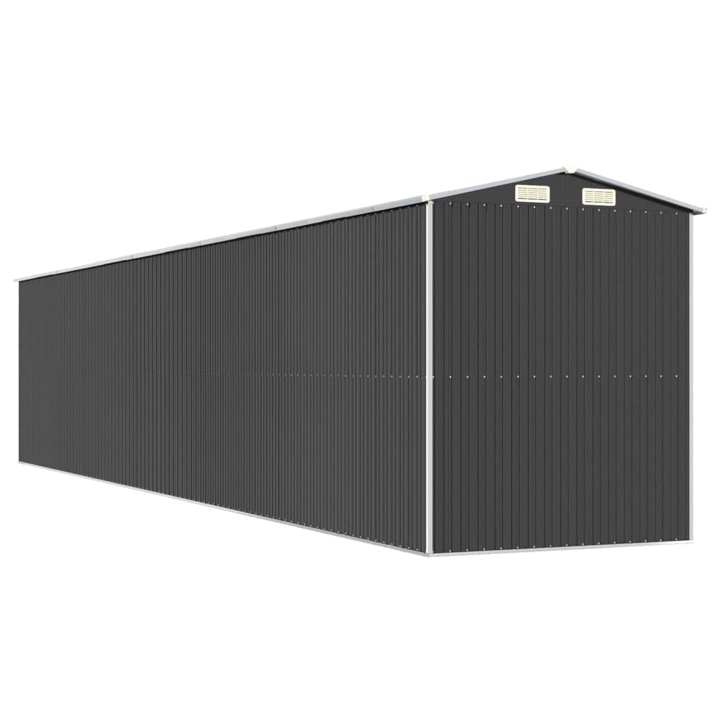 Abri de jardin en acier galvanisé, anthracite, 192 x 1021 x 223 cm, porte coulissante, fentes d'aération, beaucoup d'espace de rangement pour outils de jardin et accessoires de piscine