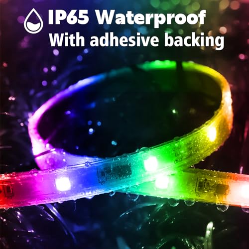 Image of LETIANPAI 200ft Outdoor LED Strip Lights Waterproof, IP68 Outside Led Light Strips with App and Remote,Music Sync RGB Exterior Rope Self Adhesive Back for Deck,Balcony,Pool