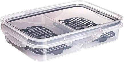 Pote Hermético Porta Frios Com 2 Divisórias Escorredor E Travas Transparente 1 L